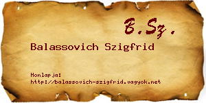Balassovich Szigfrid névjegykártya